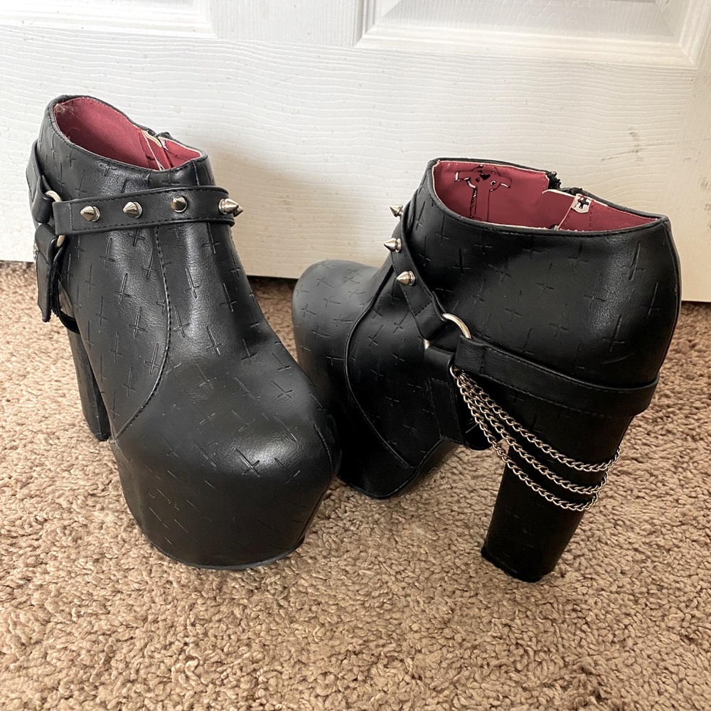 Iron Fist Black Crossed Off Platform Booties